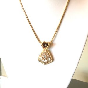 Vintage Gold Filled Rhinestone Rose Necklace